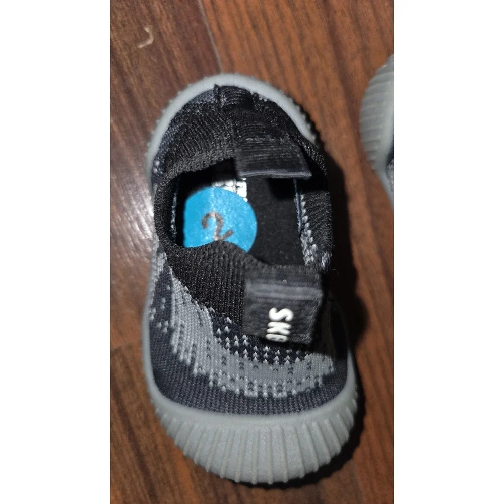 Skechers My First Skechers Baby Child Slip On Shoes US Size 2 Black Gray